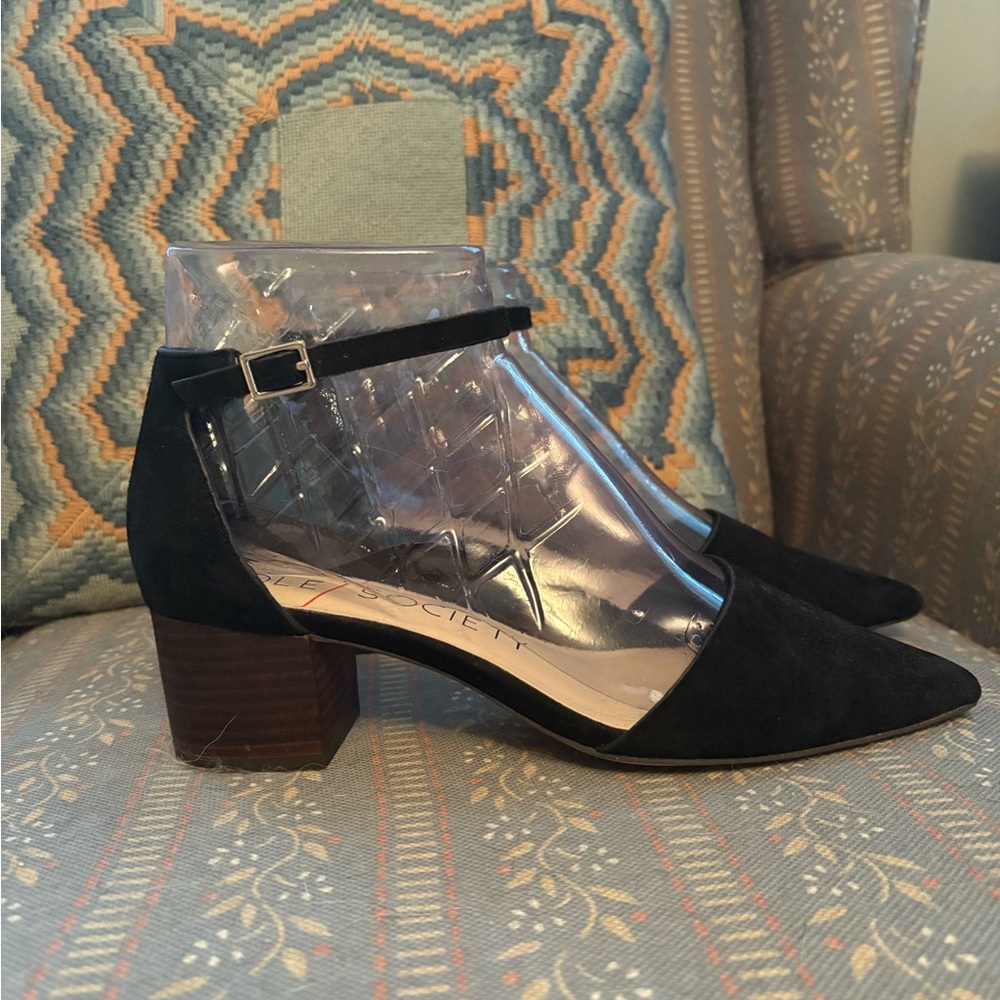 Sole Society Black Suede Ankle Strap Heels